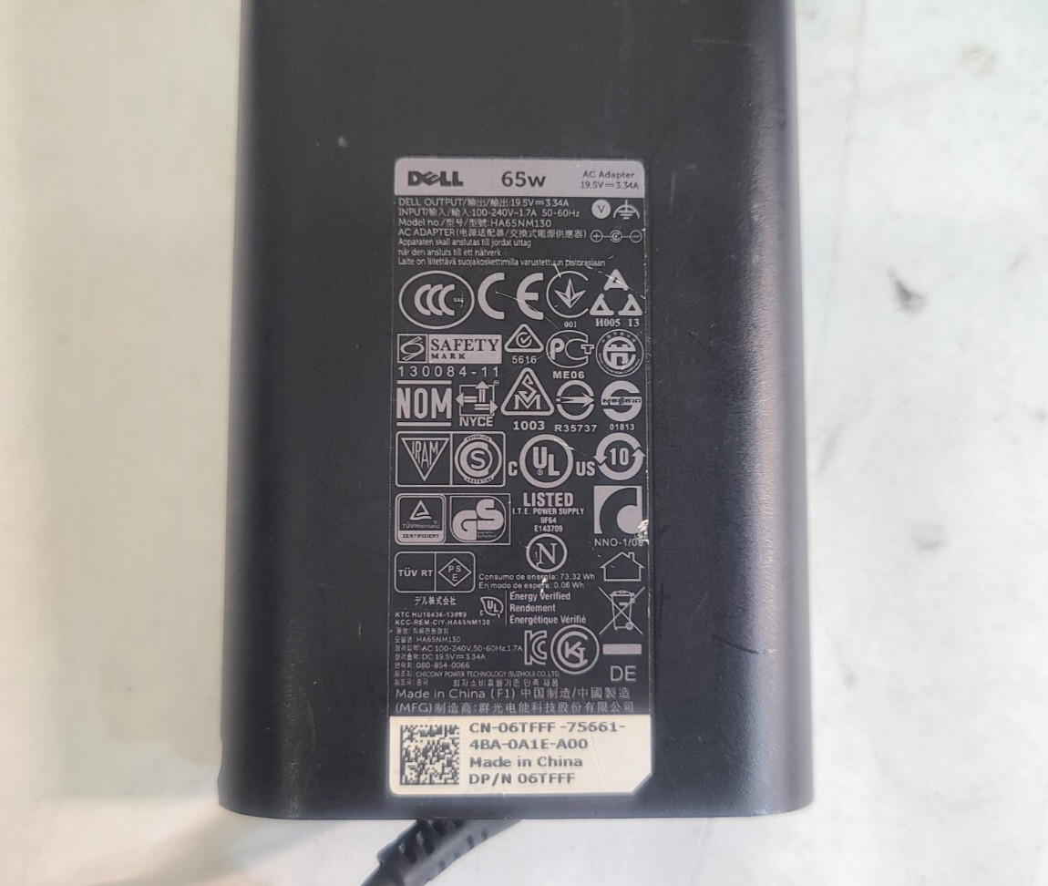 Mixed Lot of 10 Dell 65w LA65NM130 HA65NM130 Slim AC Adapters