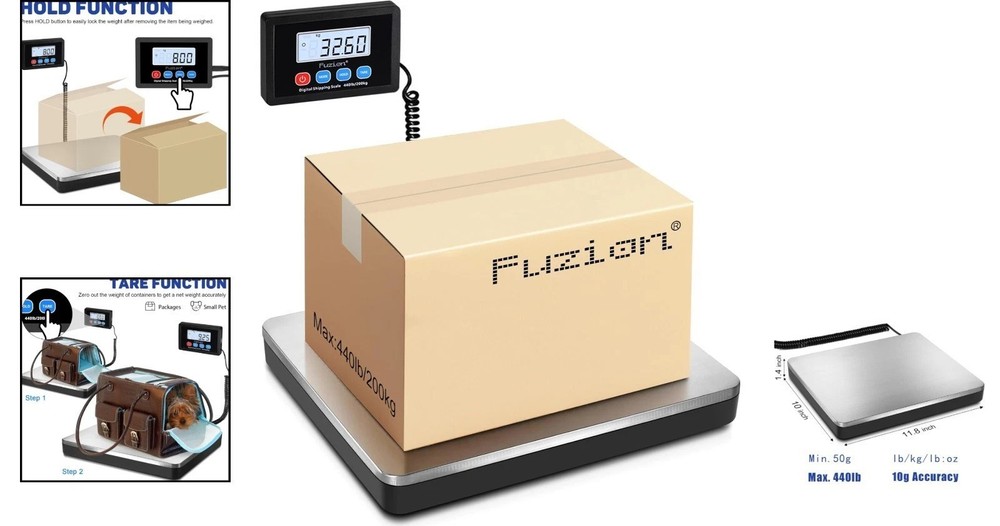 Versatile Digital Shipping Scale 440lb - Accurate, Durable, with Backlit Display
