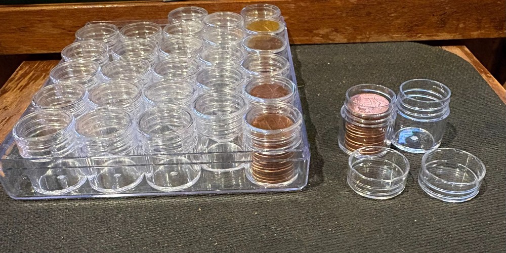 Clear Plastic Coin Storage case / 30 Tubes with Rotatable Lids