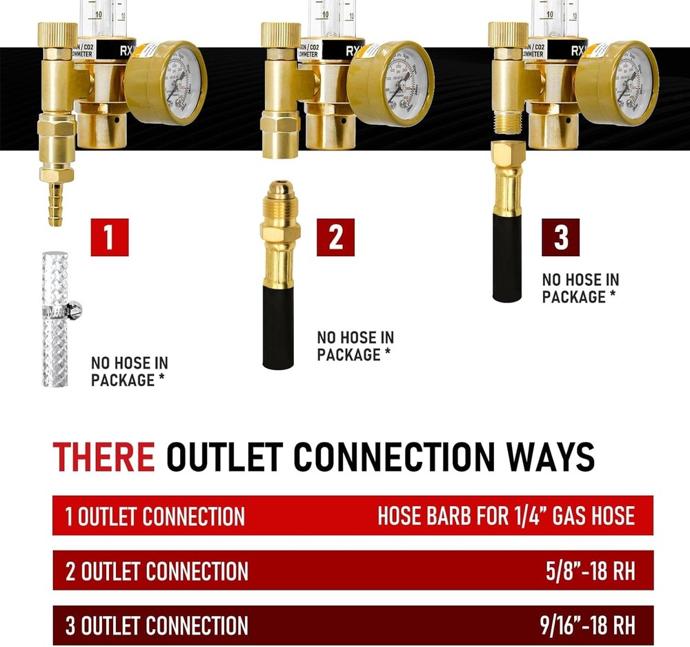 Versatile Argon/CO2 Gas Regulator with Adjustable Flow Rate – High-Quality Brass