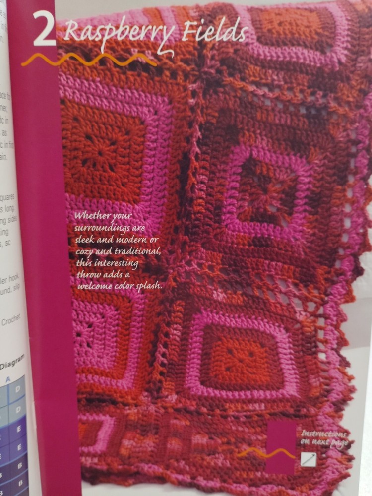 Crochet Blanket Throws Afghans Pattern Leaflet One Square Many Ways Red Heart