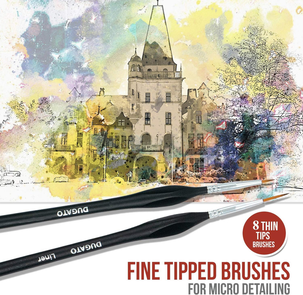 Fine Detail Paint Brush Set - Miniature Brushes with Ergonomic Triangular Handle