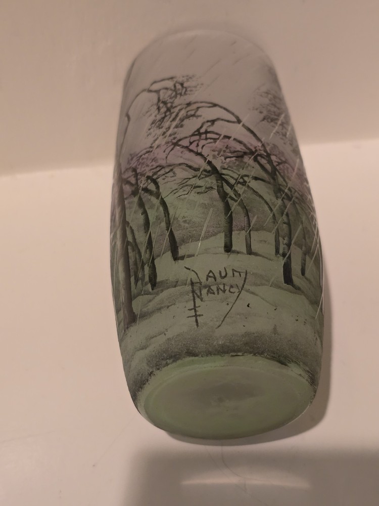 Daum Nancy "Rain Landscape" Windswept Trees and Vertical Rain. Signed.