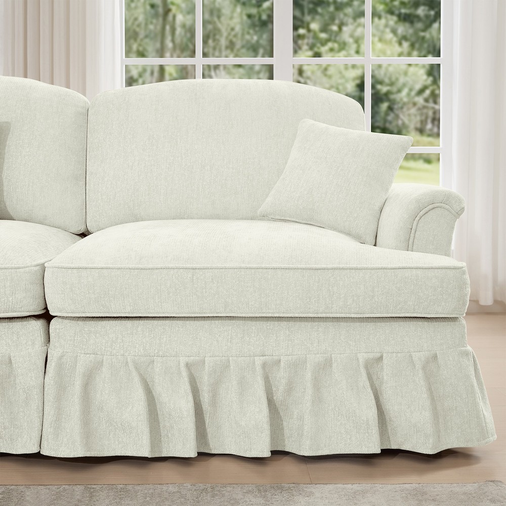 Comfy Modular Sectional Sofa U-Shape w/ Ottoman & Removable Skirts, Beige