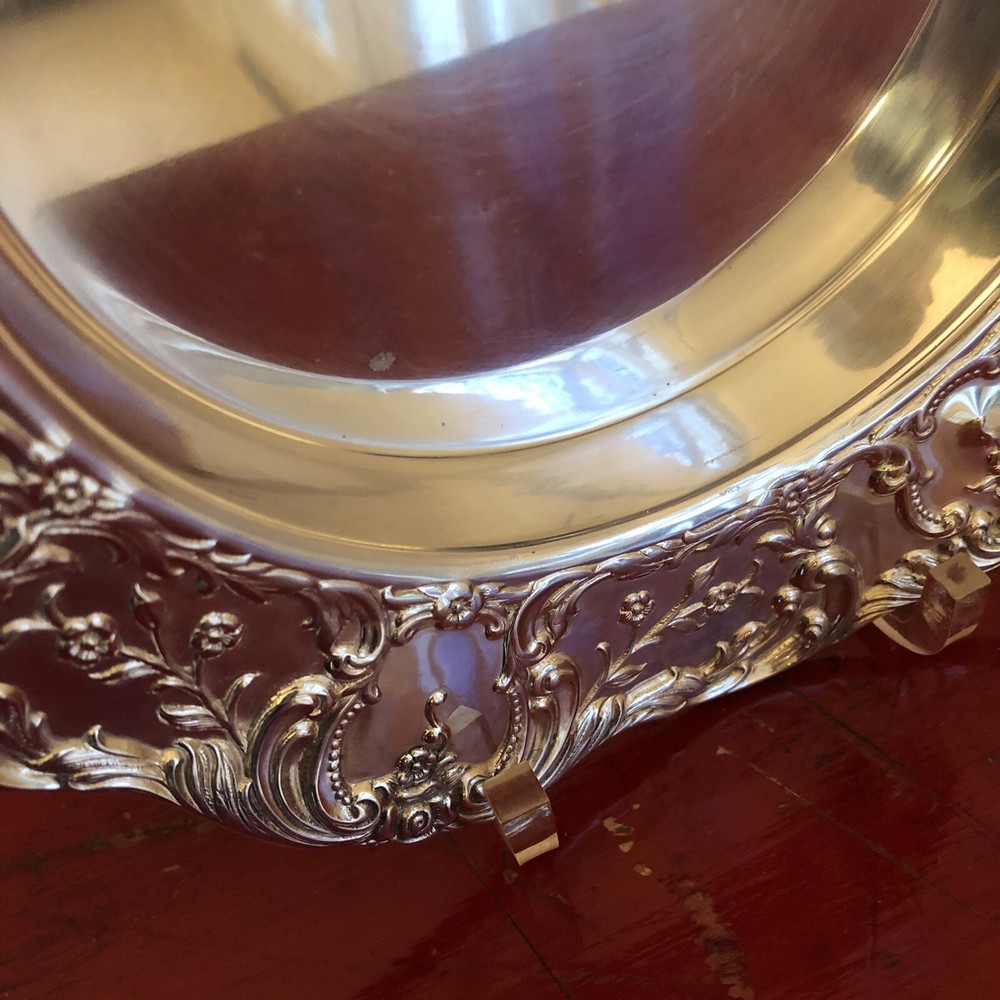 Wallace Grand Victorian Silverplate 1664 Wine Bottle Coaster Holder 8” Round