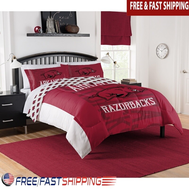 Arkansas Razorbacks Printed Comforter Set Full Queen Soft Polyester Bedding New