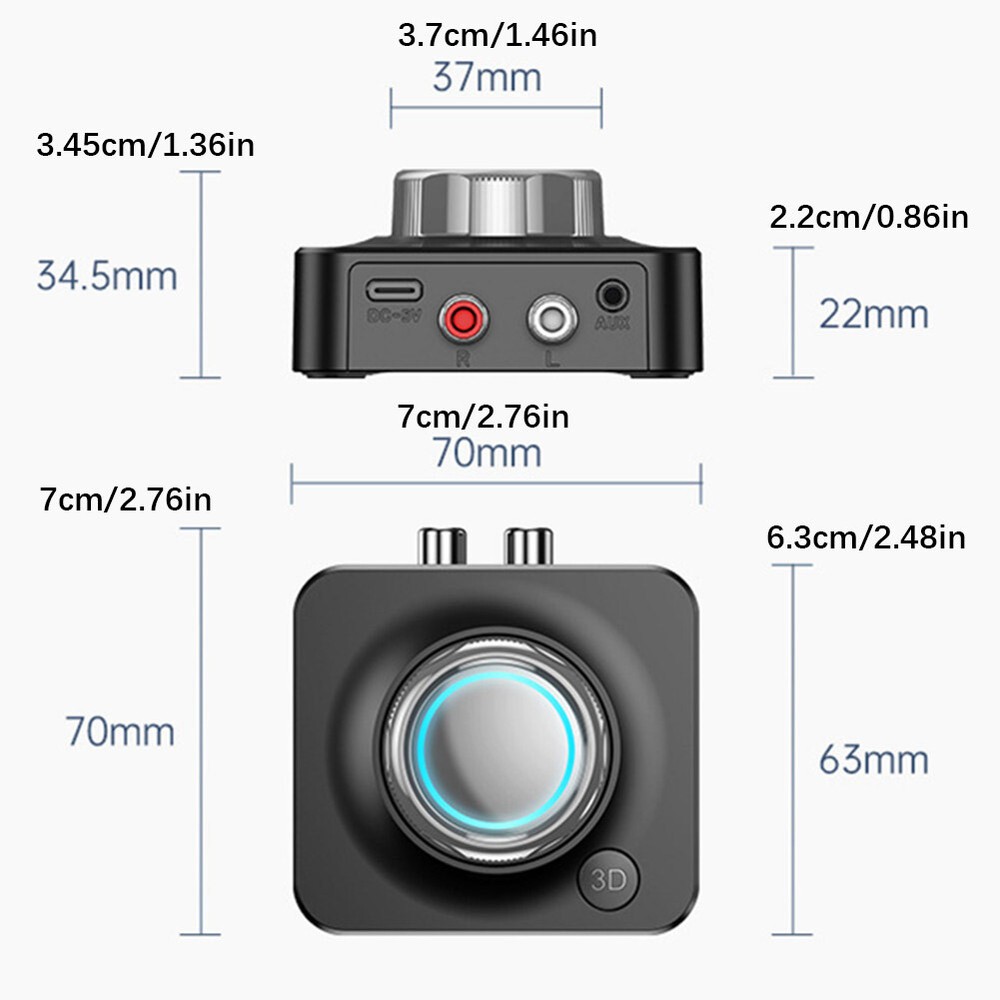 Bluetooth 5.0 Wireless Aux Audio Receiver 3.5mm Stereo Adapter Receiver