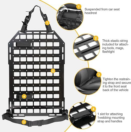 Tactical Rigid Panel Vehicle Seat Back Rack Storage Organizers For MOLLE System