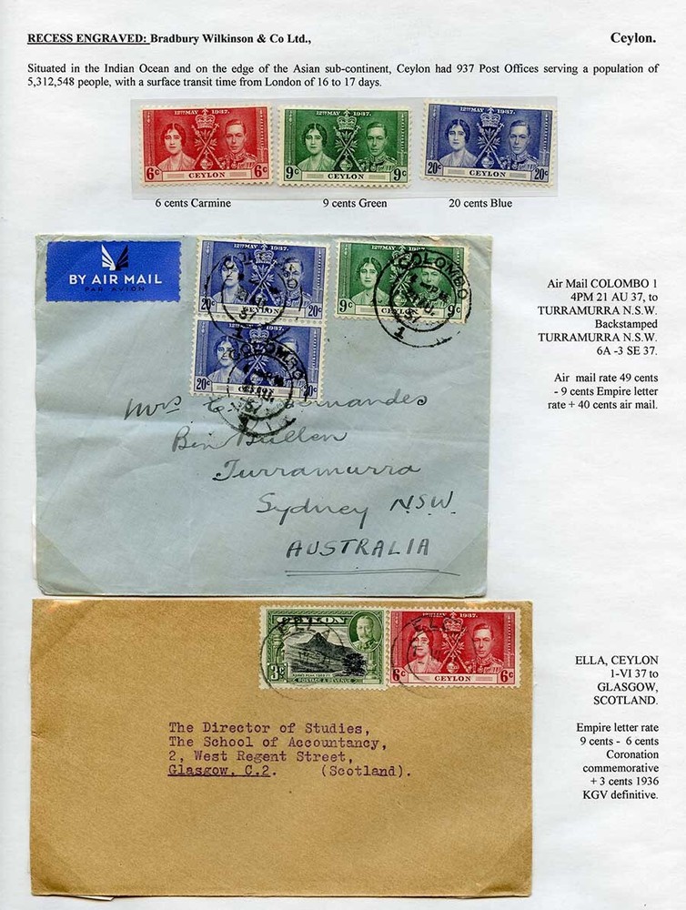 Ceylon 1937 Coronation Page