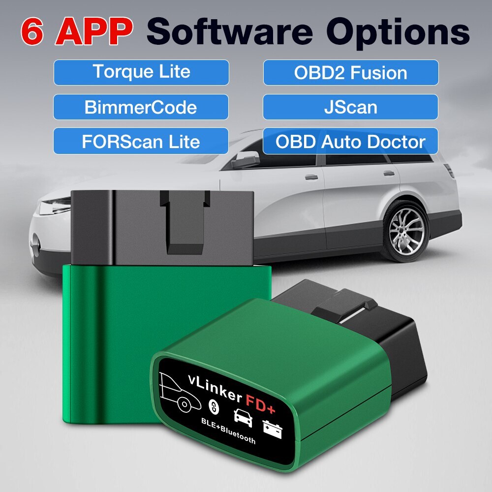 Vgate vLinker FD Plus OBD2 Adapter Bluetooth BLE Scanner FORScan for iOS Android