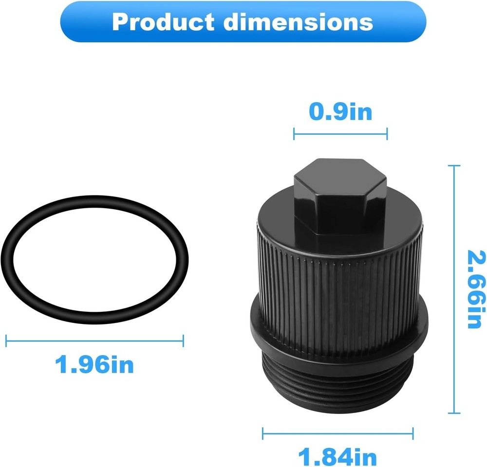 Filter Drain Plug 190030 Cap Assembly Replacement (2 Pack) Black