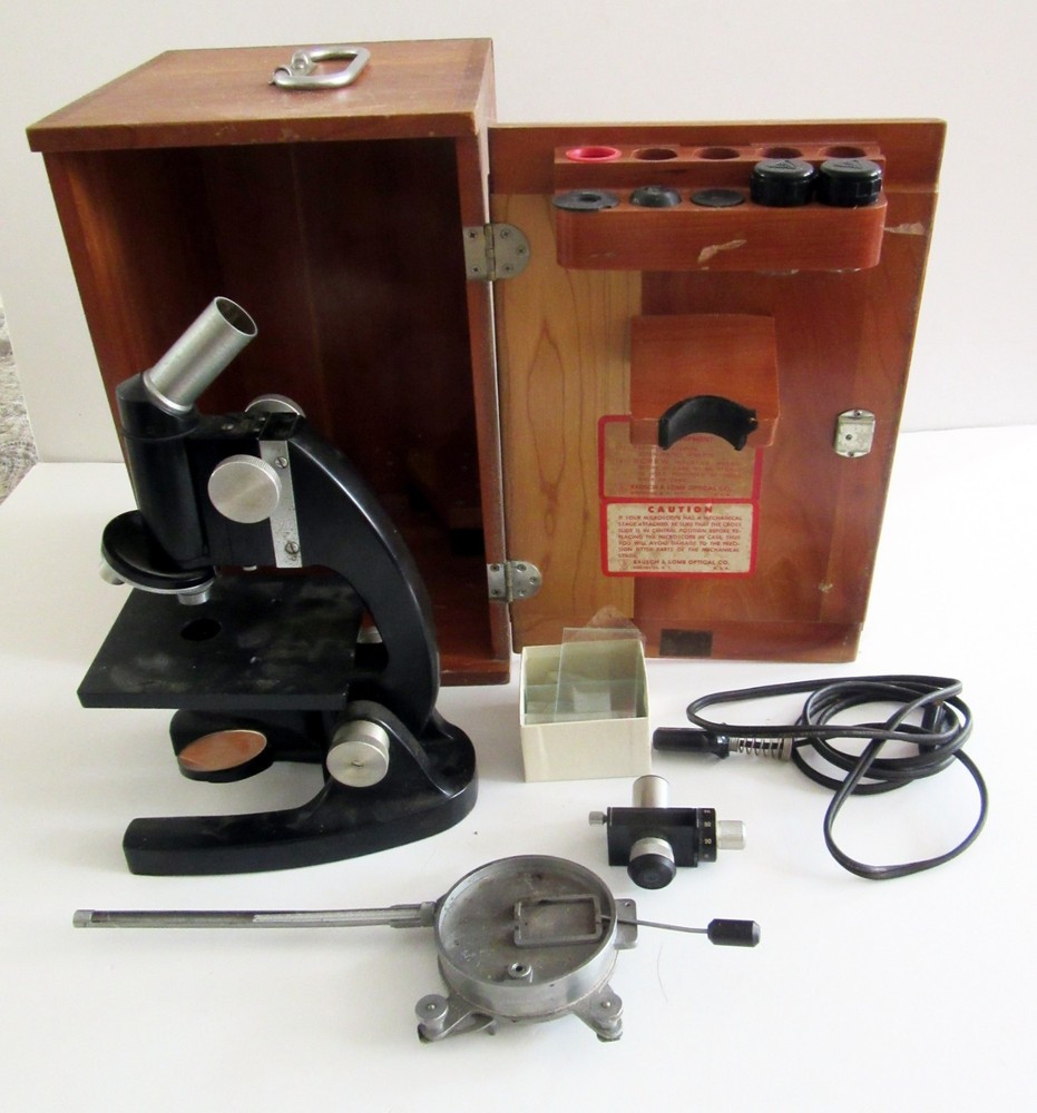 High End BOSCH & LOMB Microscope with Case & Acessories, Complete!