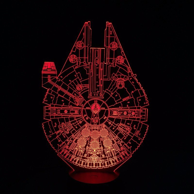 Millenium Falcon 3D Illusion Lamp, 7 Colors Changing, USB Powered