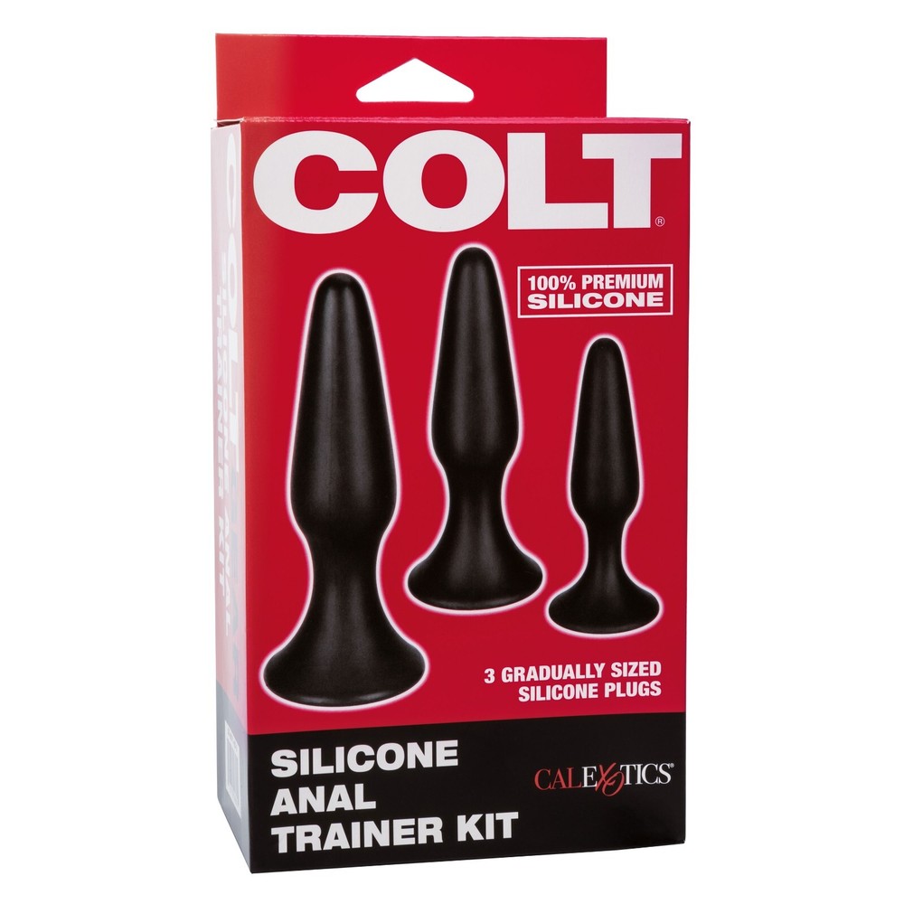 COLT Silicone Anal Trainer 3PC Kit Black - Graduated Butt Plug Set