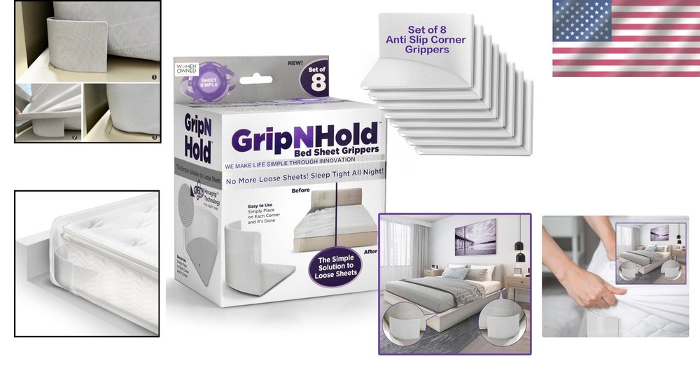 Hexagrip 360 Bed Sheet Holders - Durable & Reliable (2 Pack)