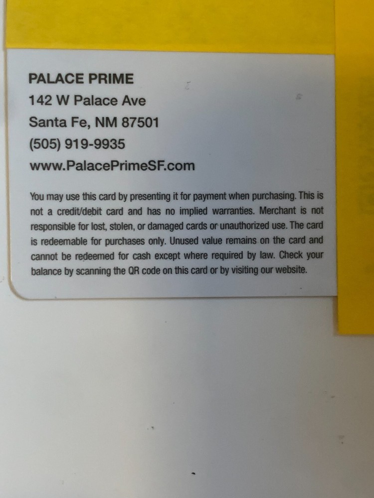 Palace Prime Gift Card $200 value
