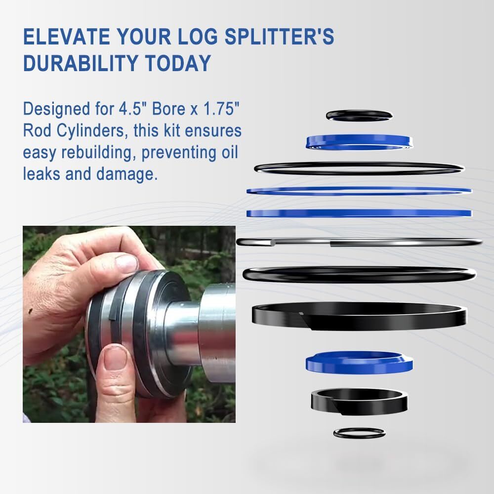Hydraulic Log Splitter Cylinder Rebuild Seal Kit For 4.5"bore X 1.75"rod Cylinde