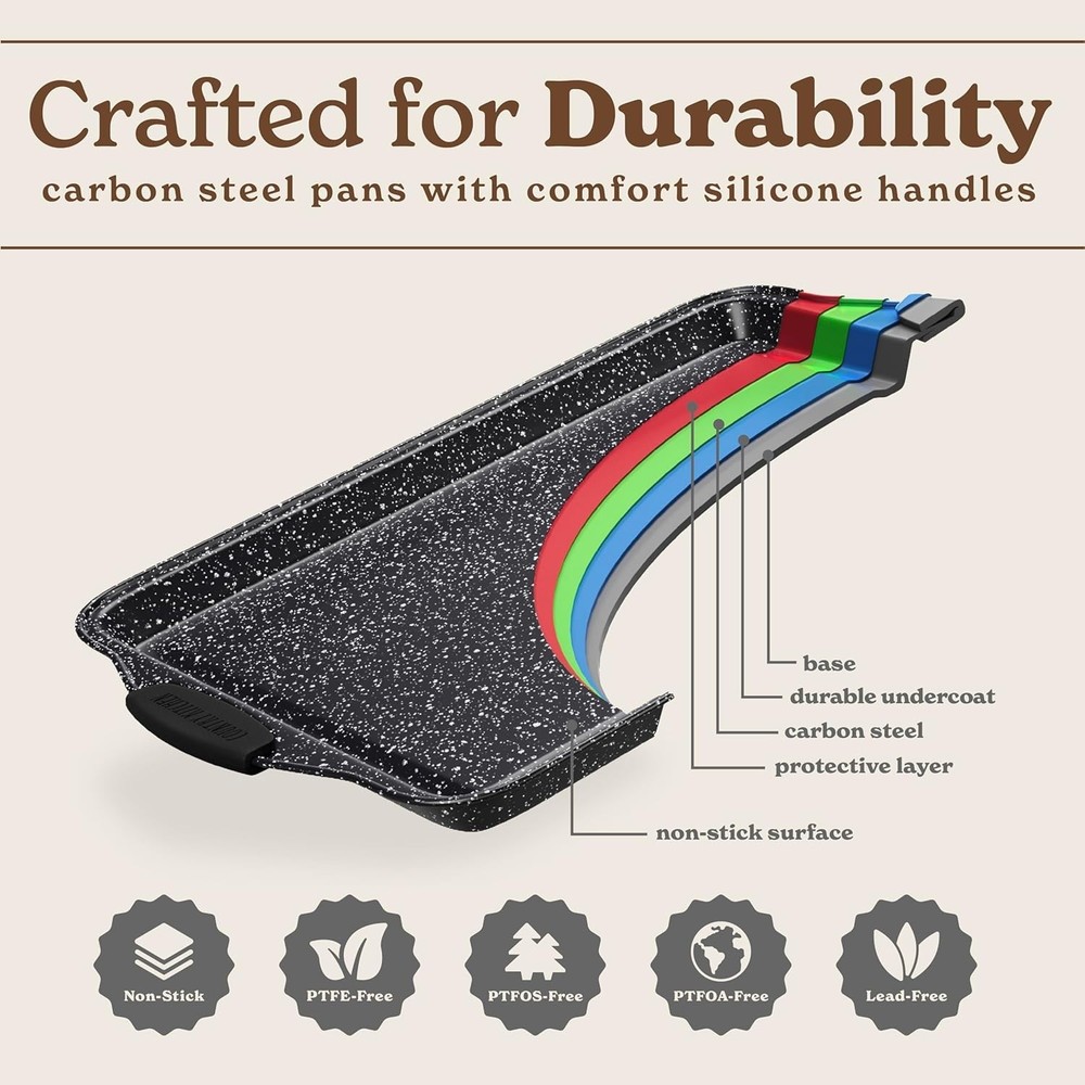 10-Piece Nonstick Stackable Bakeware Set Durable Easy-Release Black