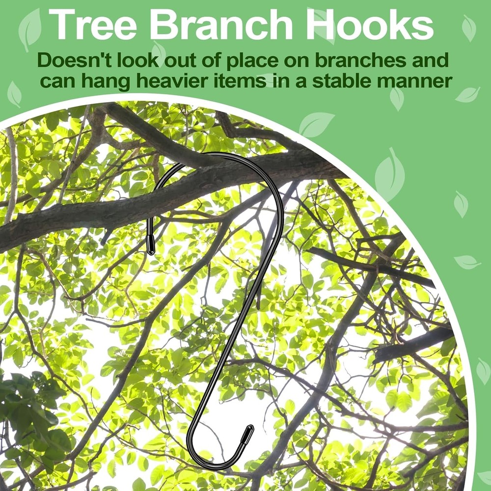 4 Pack 14 Inch Tree Branch Hooks, Extra Large S Hooks for Bird Feeder, Heavy Dut