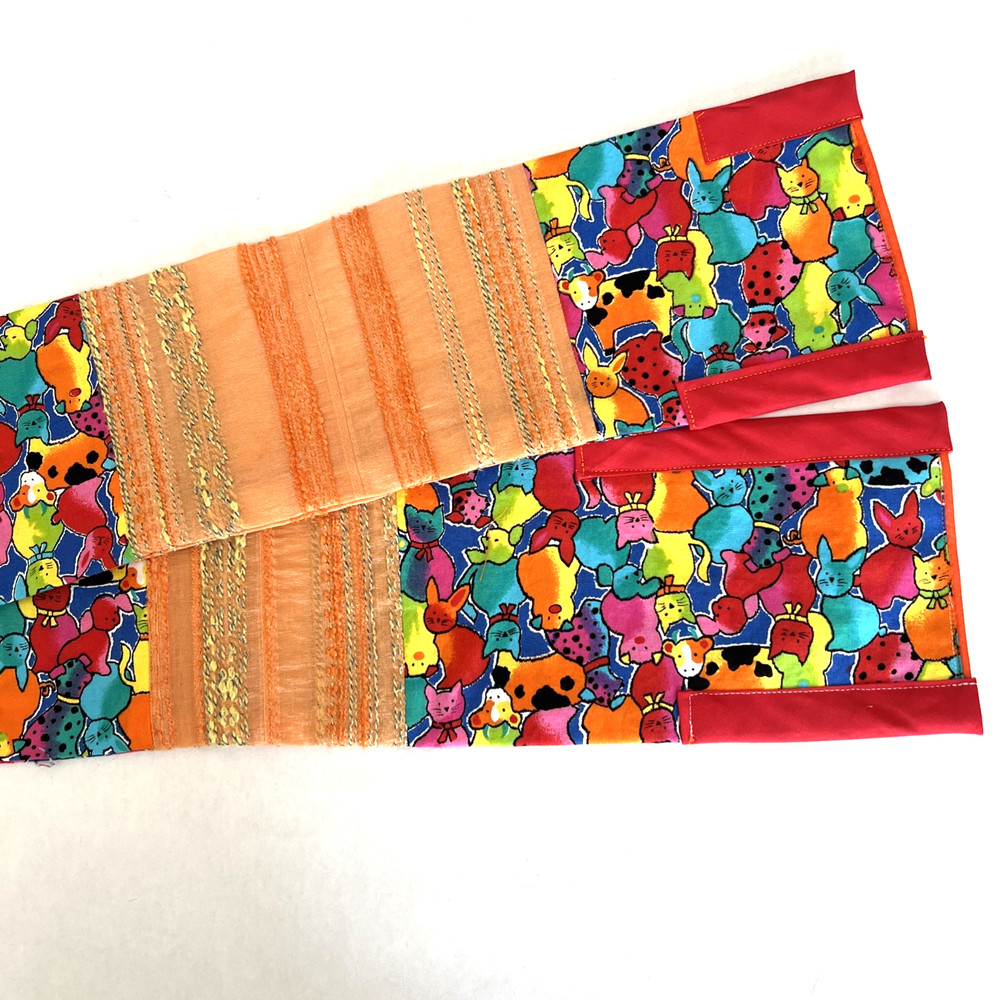 Handmade Scarf Multicolored Patchwork Pattern Animals Print