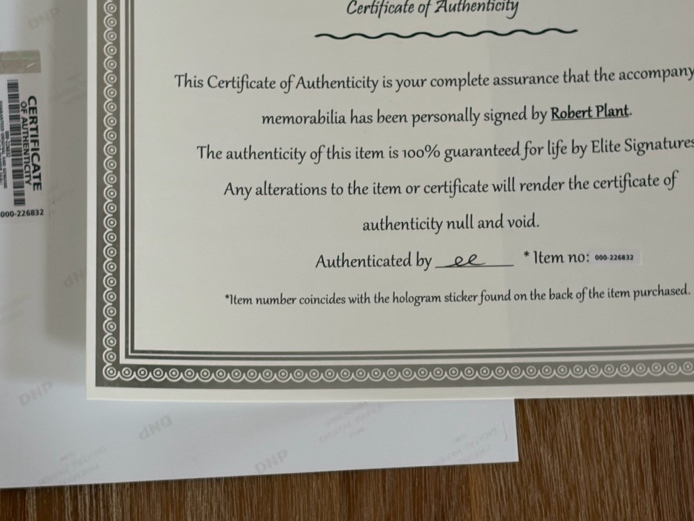 Robert Plant Autograph 8x10 photo, signed, authentic, Led Zeppelin, COA