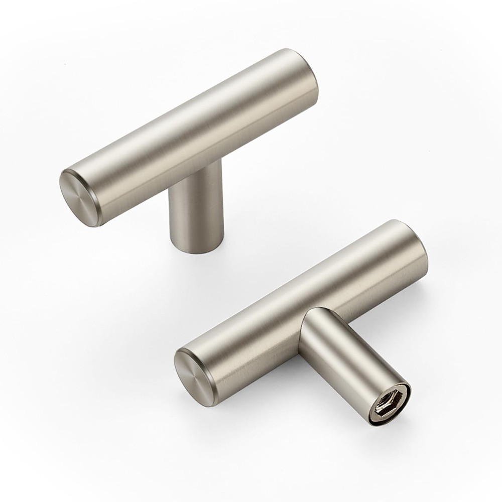 10 Pack Brushed Nickel Cabinet Knobs 2 Inch - Silver Drawer Knobs Single Hole