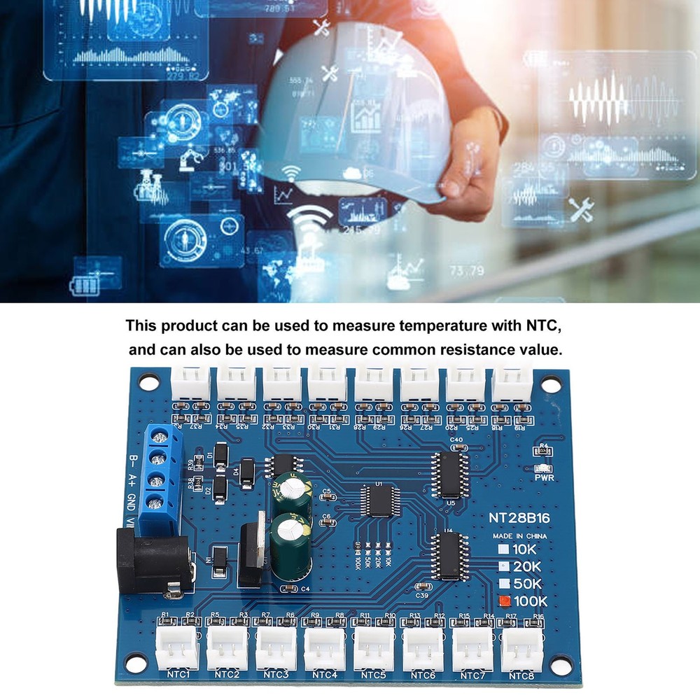 16 Channel RS485 Temperature Data Logger Modbus RTU 100K