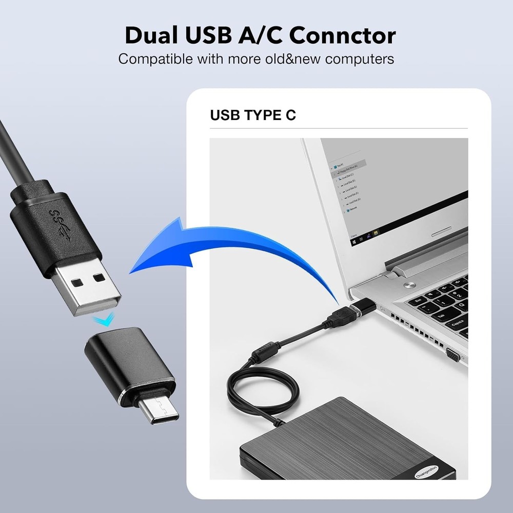 Elegant Brushed Texture 3.5-Inch Floppy Disk Reader - USB Type A & C Compatible