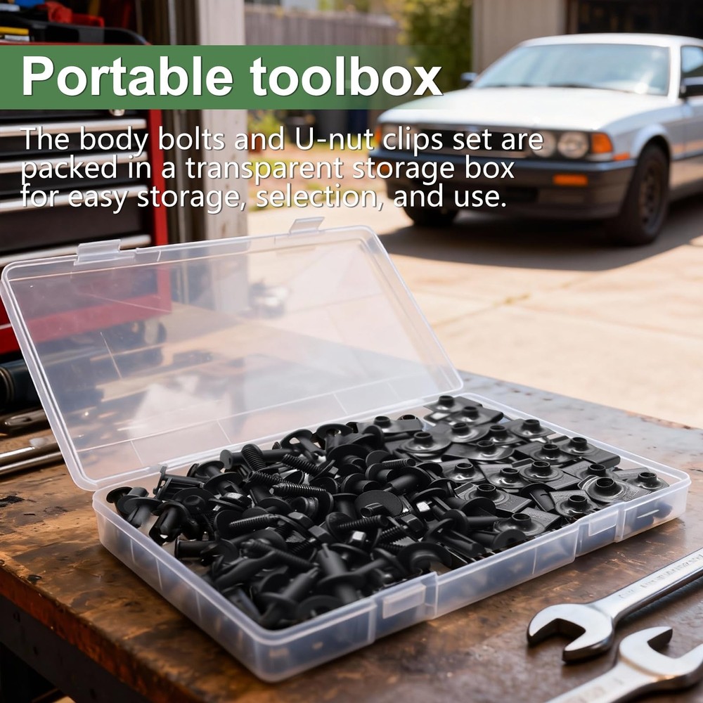 Bemaka 52Pcs Engine Under Cover Splash Shield Black-4 Sizes Assortment Kit