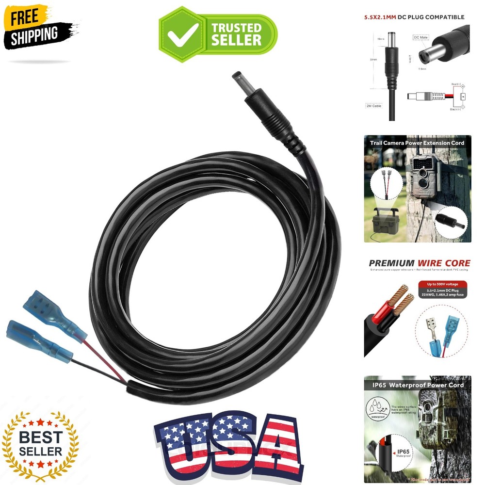 Trail Camera Power Cable, 5.5x2.1mm DC, Compatible with Stealth Cam, Spypoint...