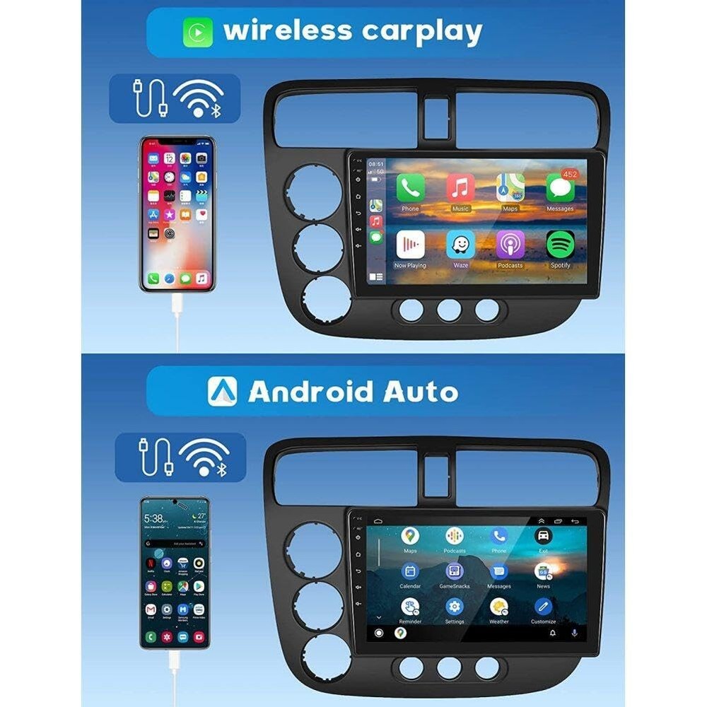 9 Inch Android 13 Car Stereo for Civic 2000-2005 GPS Bluetooth Backup Camera