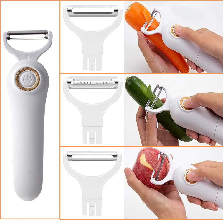 Electric Fruit & Vegetable Peeler with 3 Interchangeable Blades
