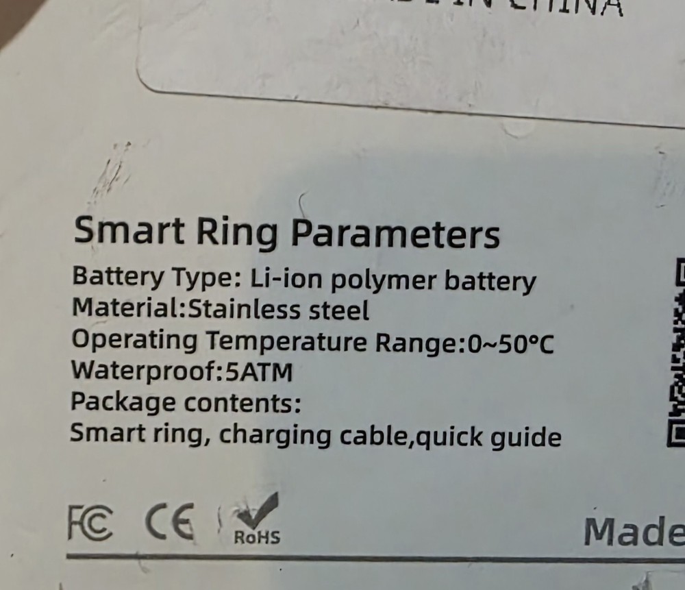 Smart Ring Basic Parameters Stainless Steel Waterproof 5ATM Size 12