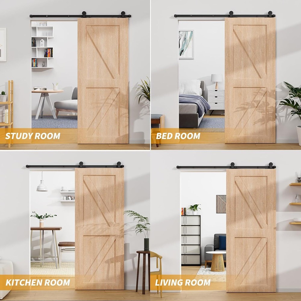 4FT-20FT Sliding Barn Door Hardware Track Single/Double Doors Kit,Closet/Kitchen