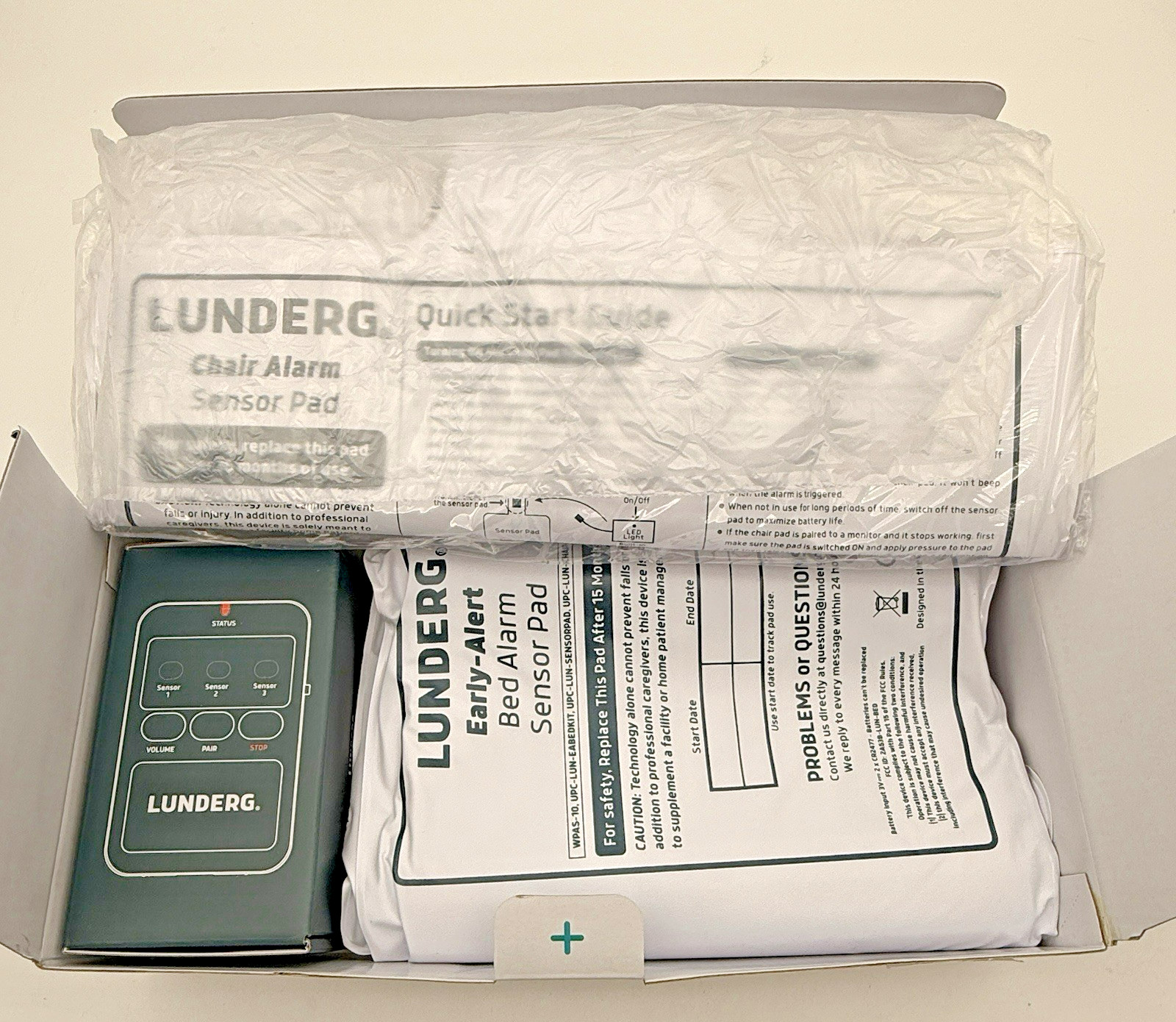 Lunderg Bed and Chair Alarm Pad System Wireless Early Alert Sensor Pad NEW!