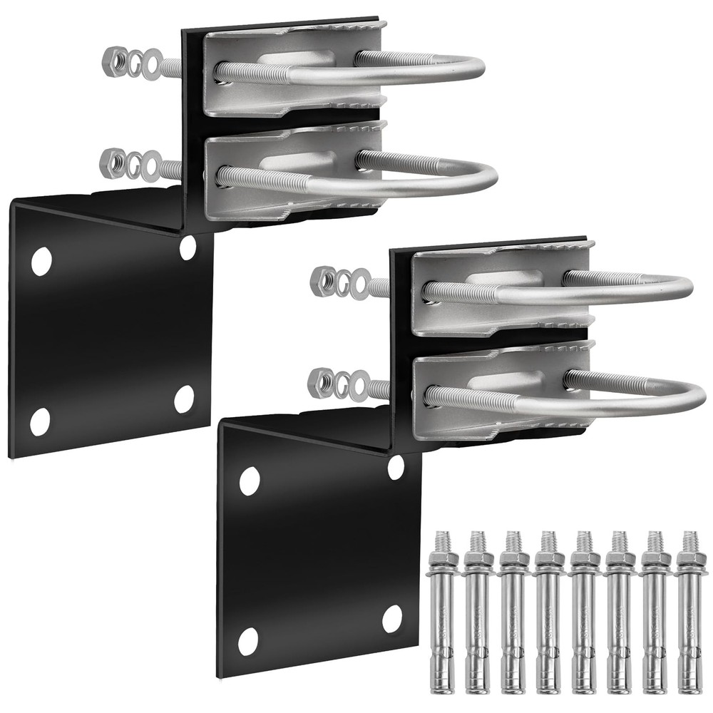 MOOKEERF Antenna Pole Mount Bracket Kits - 2 Set 2 SET Black, Black