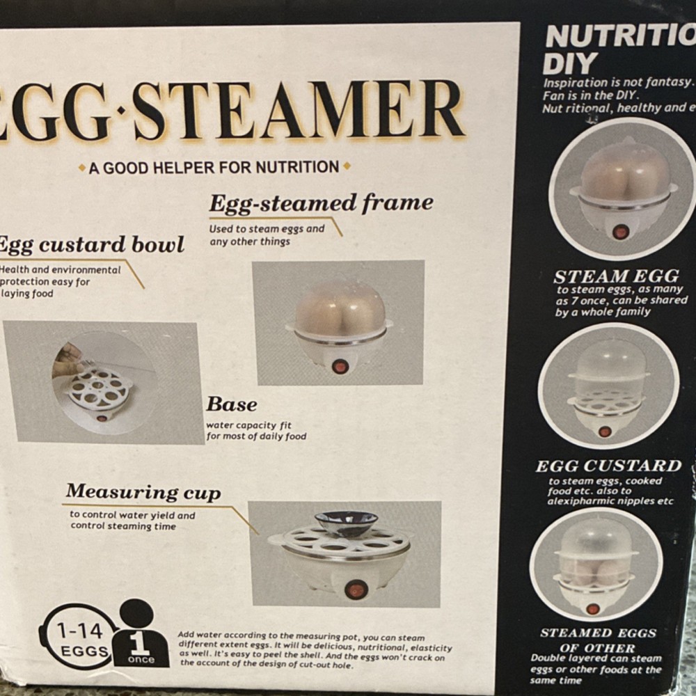 Electric Egg Steamer Cooker White 1-14 Eggs Automatic Easy Clean