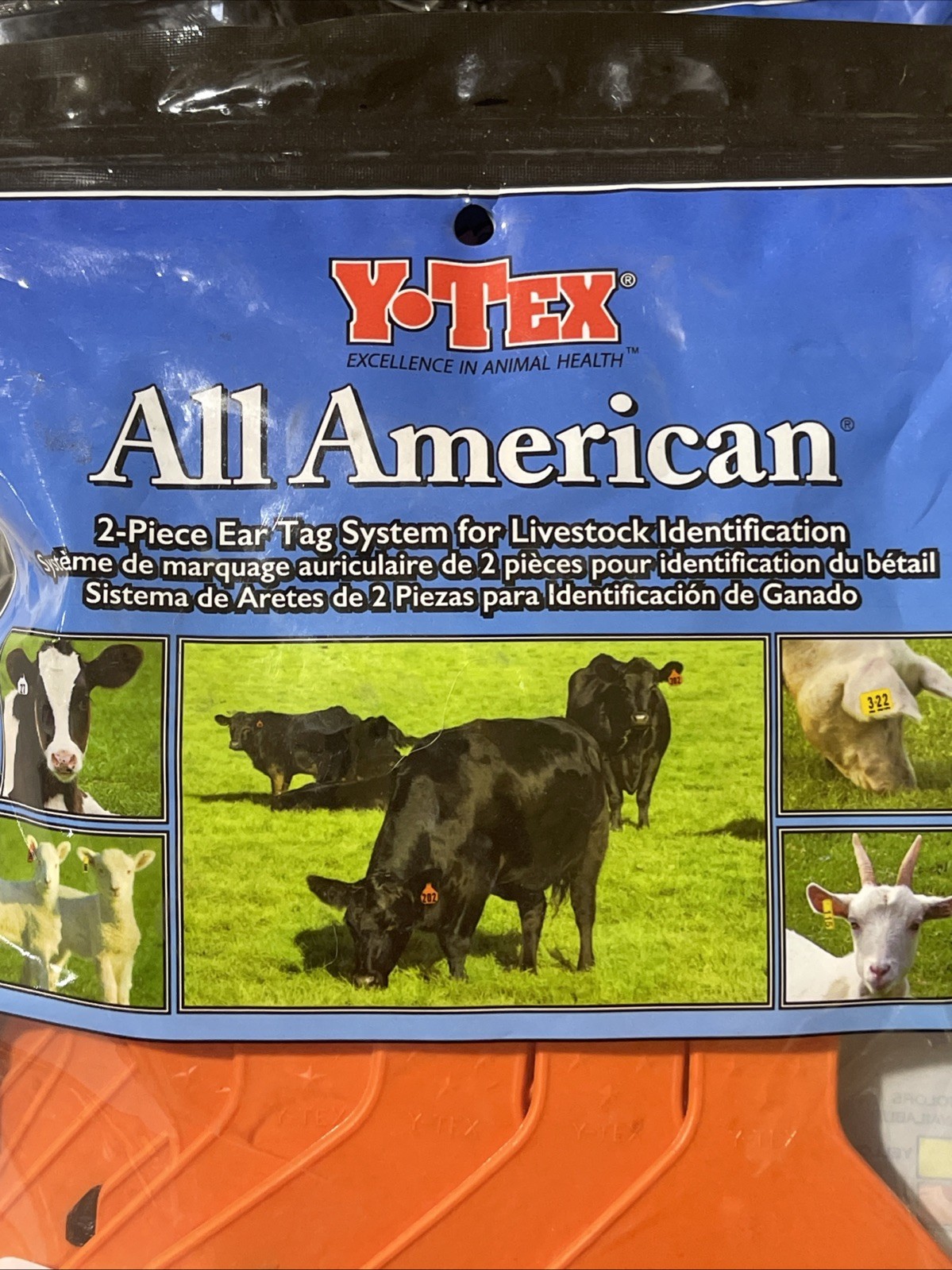 Y-Tex 4 Star Large Cattle Tags 25 Pack, 2 Piece Ear Tag System, Orange, 151-175
