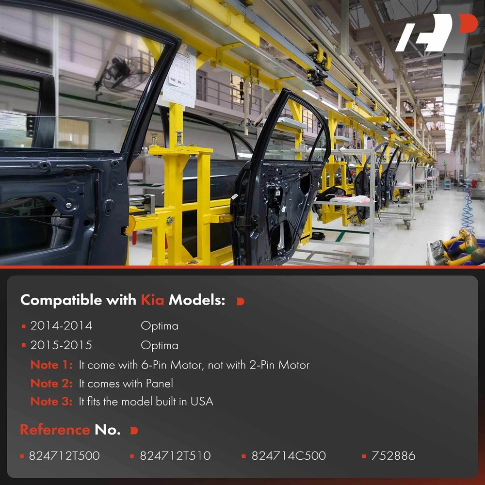 A-Premium Front Left Power Window Regulator w/ Panel for Kia Optima 2014 2015