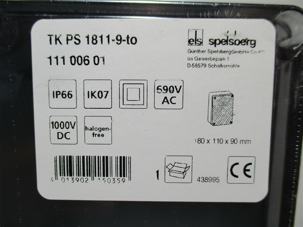 Spelsberg (11100601) Grey Polystyrene Plastic Multi-Purpose Sealed Enclosure