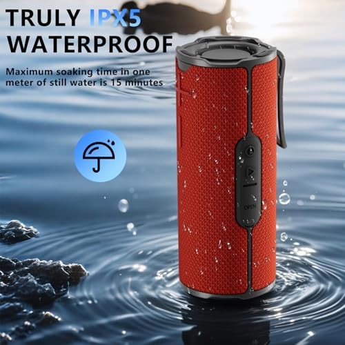 Portable Bluetooth Speaker, Wireless Bluetooth Speaker, IPX5 Waterproof Red