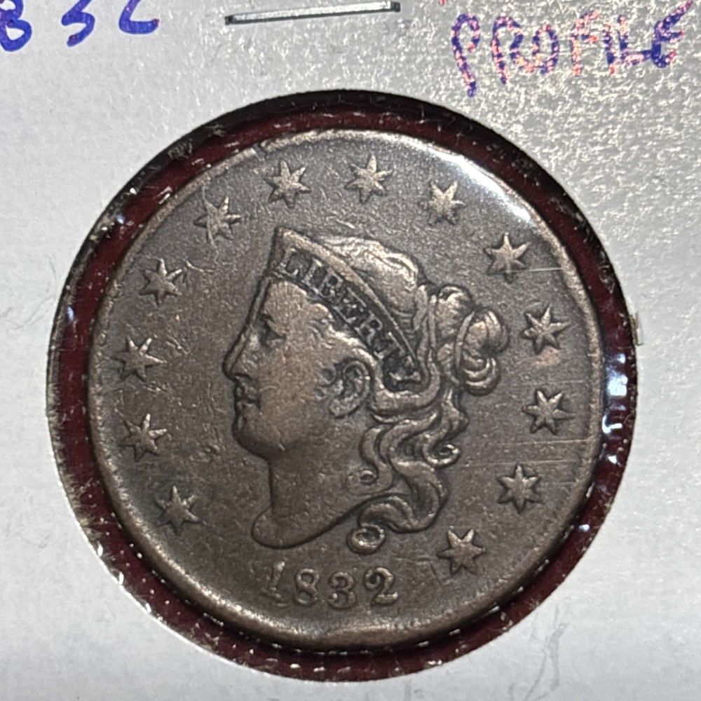 1832 1c Coronet or Matron Head Large Cent Double Profile