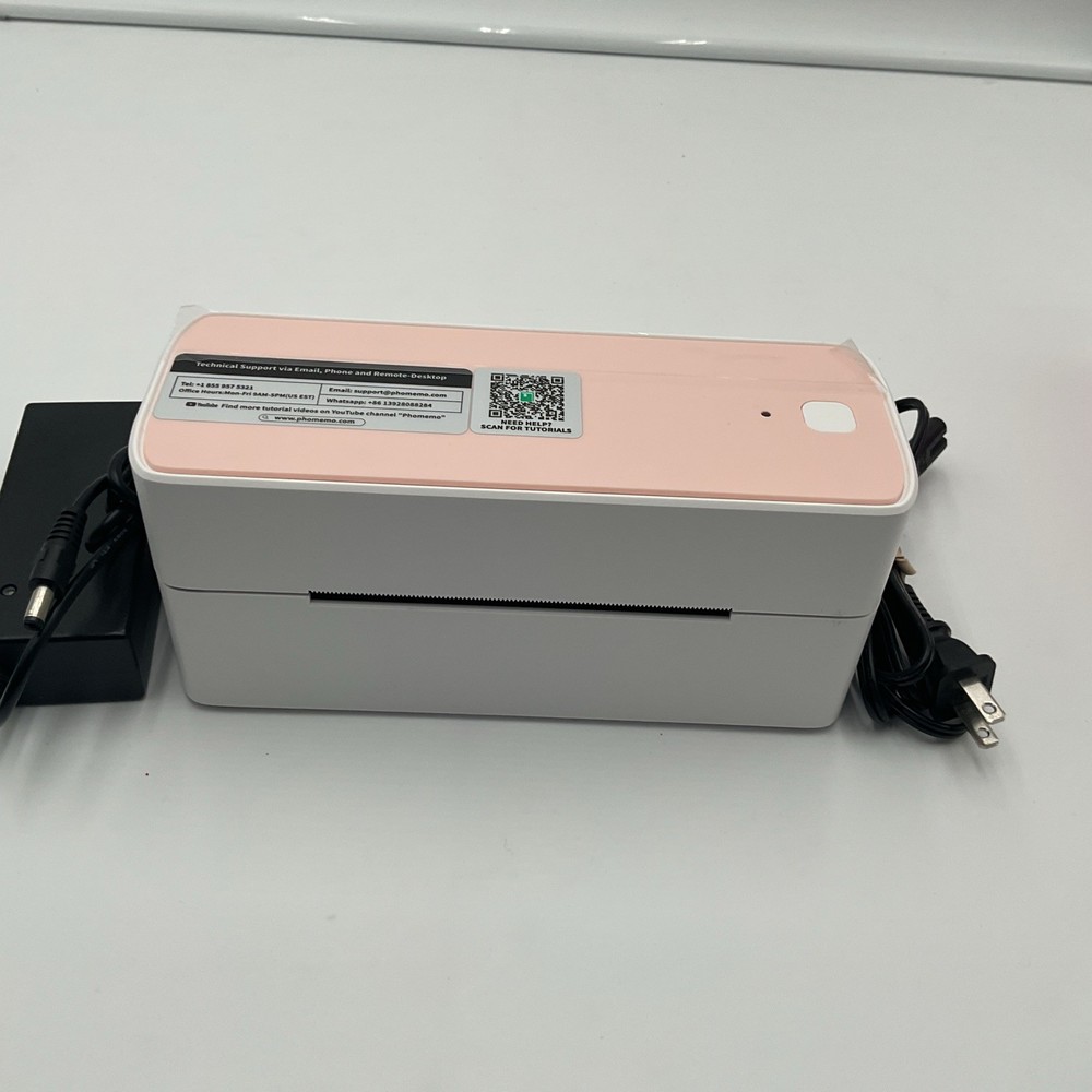 Phomemo Portable Bluetooth Thermal Printer W/ Power Adapter, Labels & Stand READ