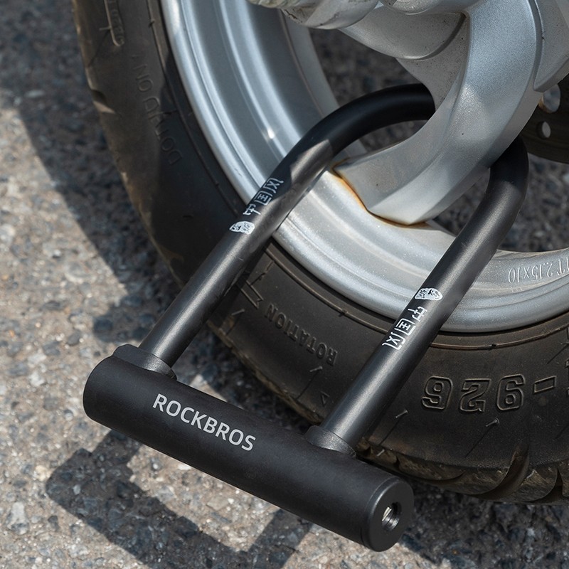 ROCKBROS Bike U Lock,13mm Steel Carbon Bicycle Lock w/Bracket 2 Keys Anti Theft