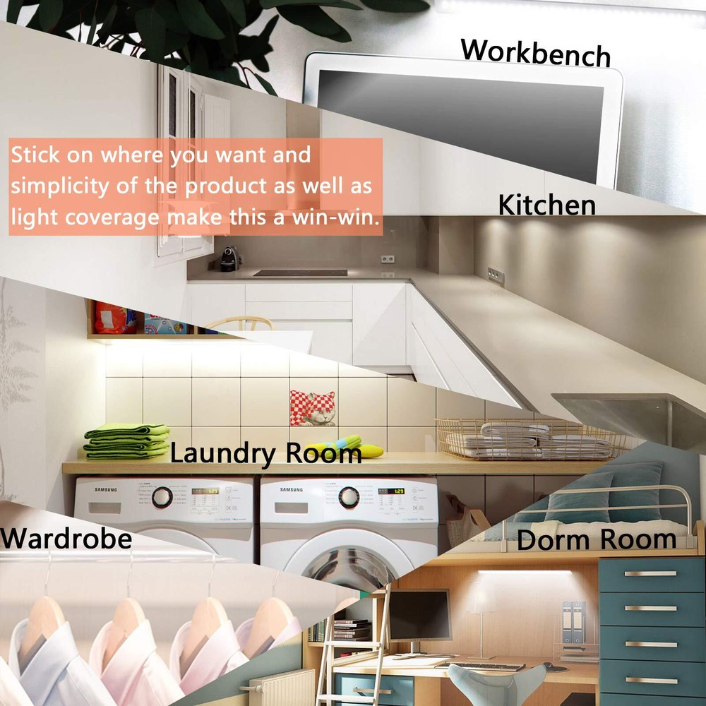 Under Cabinet Light 12 Inch Plug in LED Closet Light with Memory Function Col...