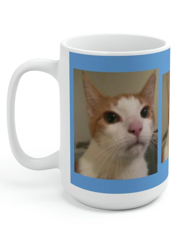 White Ceramic 15 Oz Cat Mug