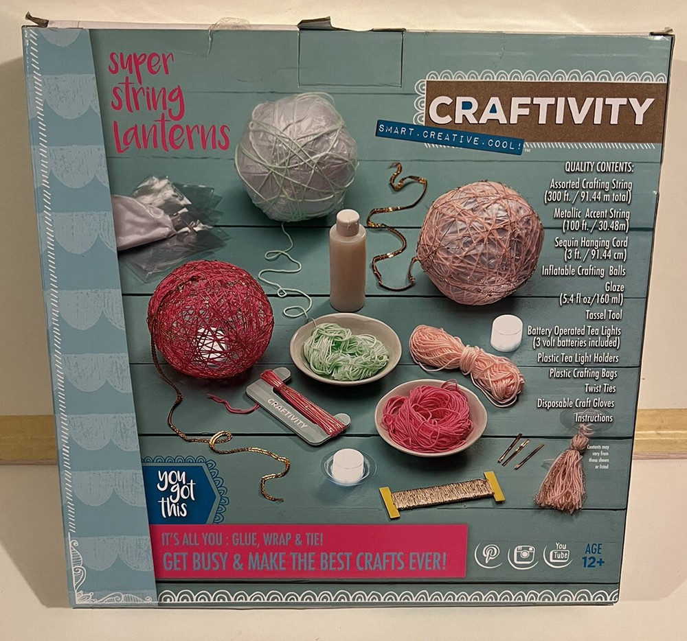 CRAFTIVITY Super String Lanterns Kit - Makes 3 String Art Lanterns