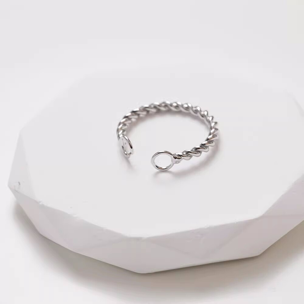 4pcs Adjustable Ring Charm With Loop,Ring Blanks,Brass Finger Ring Bases