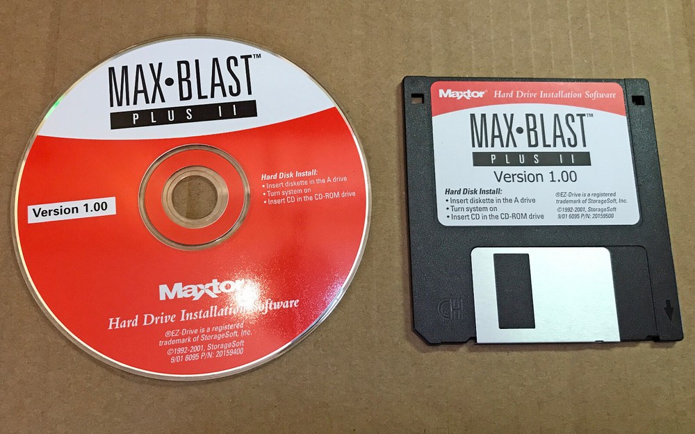Maxtor® Max Blast™ Plus II Hard Drive Software -CD and Floppy Disk-Vintage