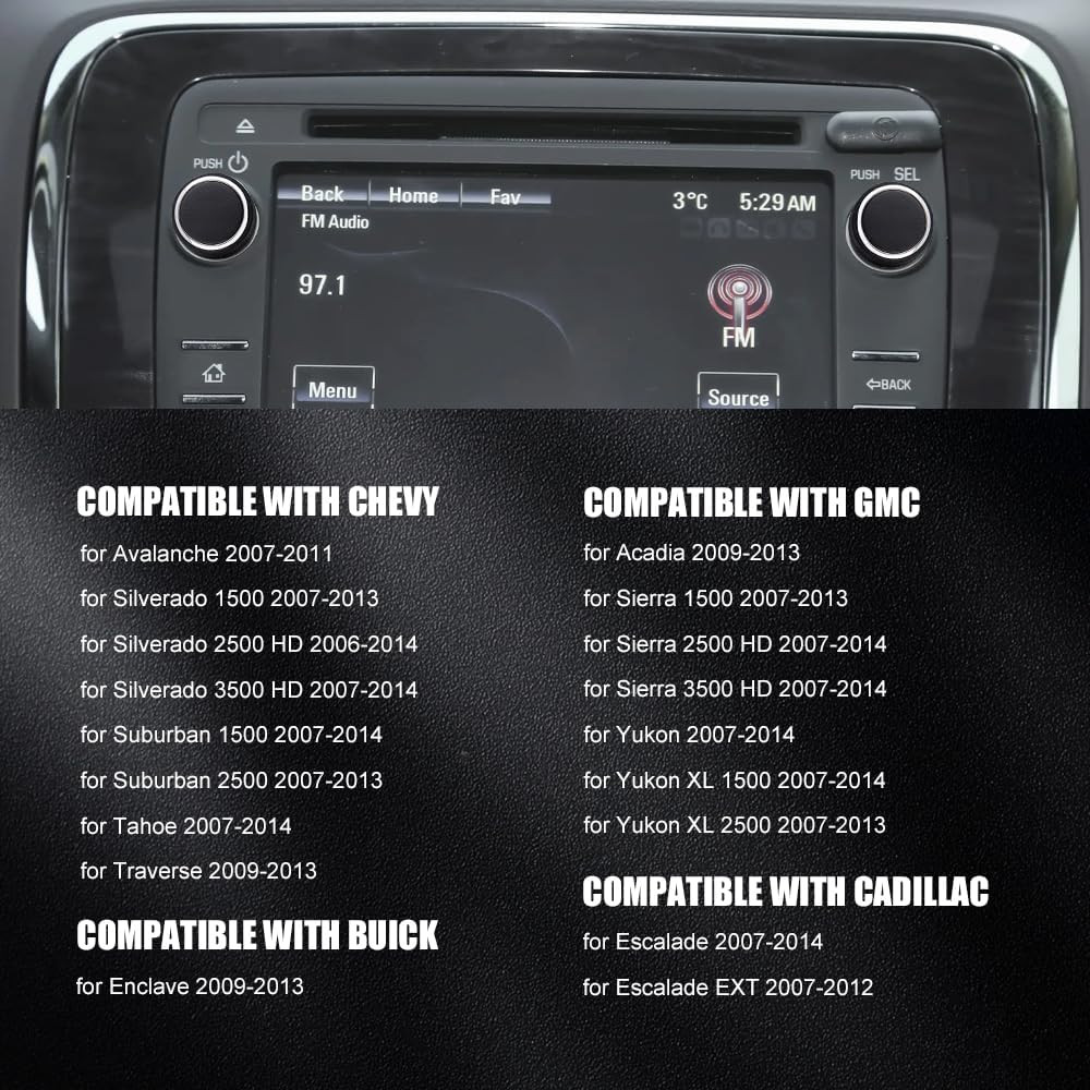 2PCS Rear Audio Control Knob Dial Tuner, Radio Knobs Replacement, Plastic Insert